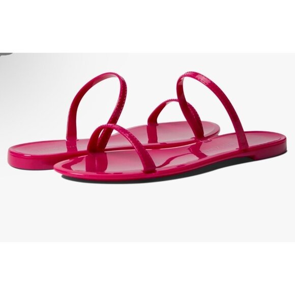 Stuart Weitzman Sawyer Slides Dual Band Size 8 EU 38.5 Flat Orchid NWOB Pink - Picture 2 of 12